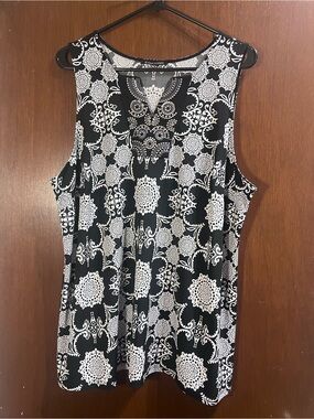 41 Hawthorn Black & White Patterned Tank Top Sleeveless Blouse Approx. Sz XL